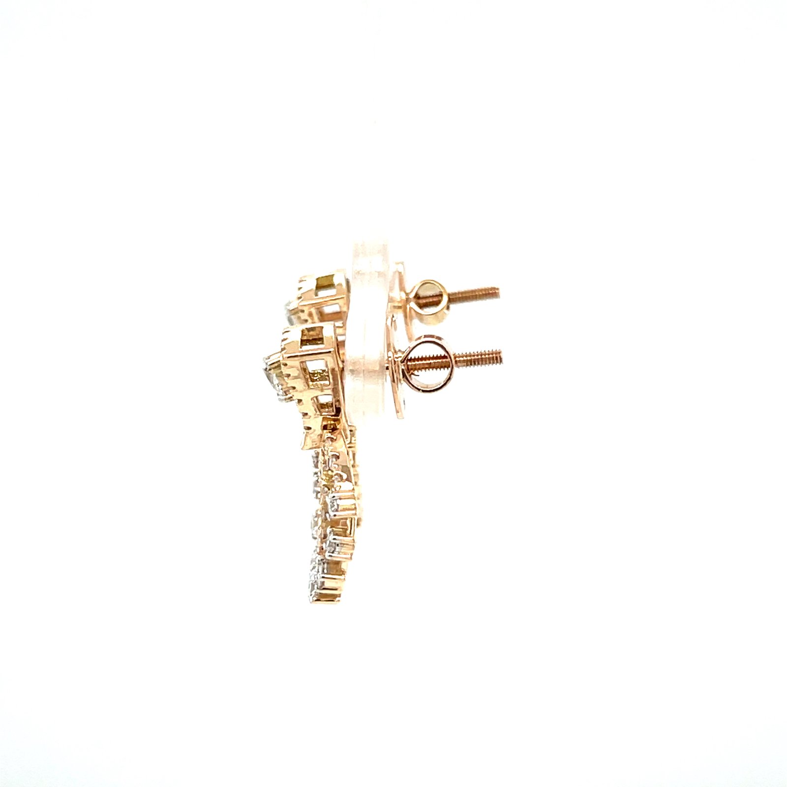 18K Rose Gold Double-Circle Diamond Stud Earrings with Pear Top, IGI Certified (ER00593)