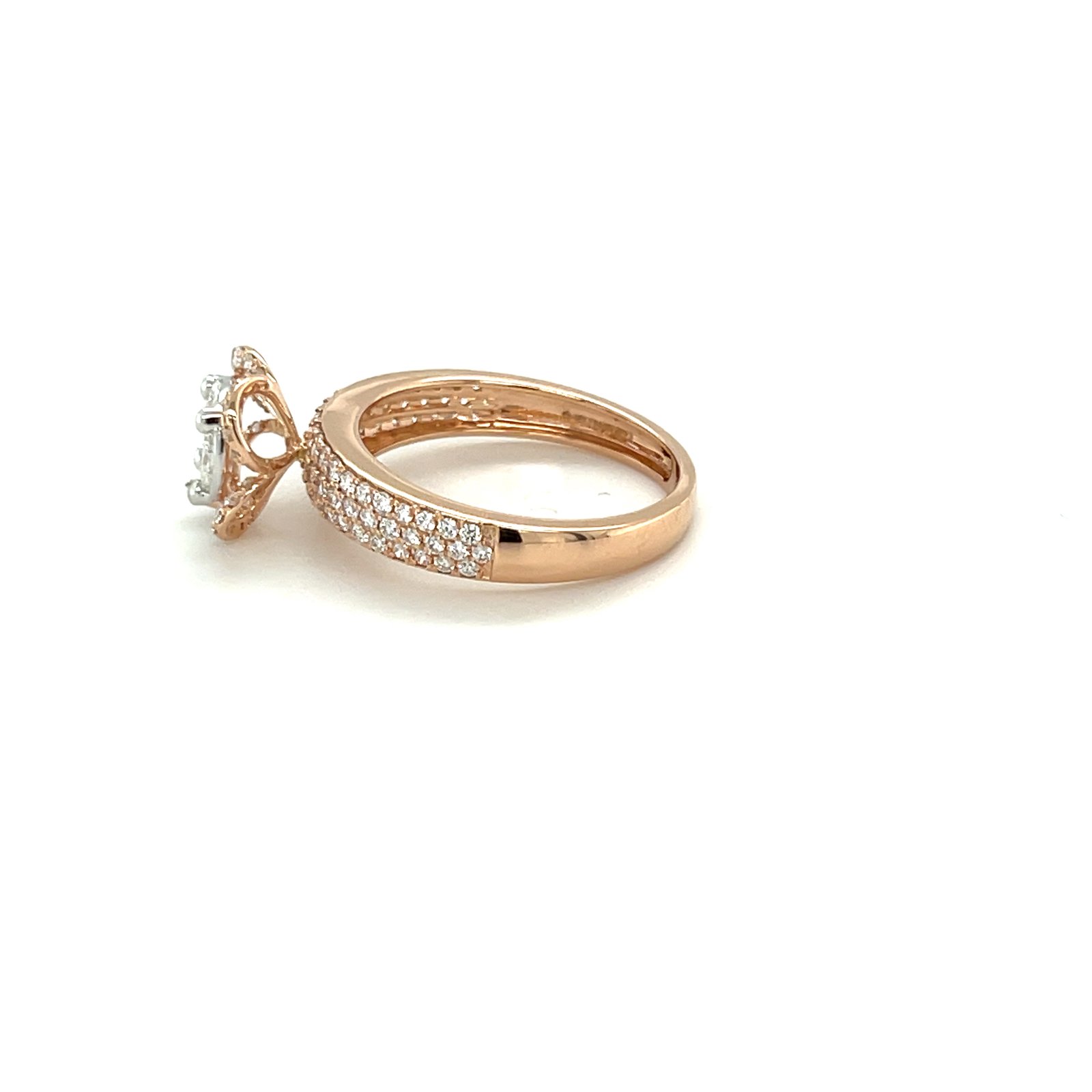 Royale Diamonds – Rose Gold IGI-Certified Natural Diamond Engagement Ring with Marquise & Princess Cluster (0.88 cts)
