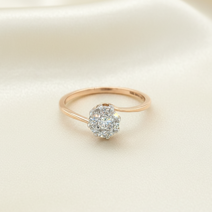 Royale Diamonds – Nova Illusion-Solitaire Natural Diamond Ring in 18K Rose Gold (0.30 cts, IGI)