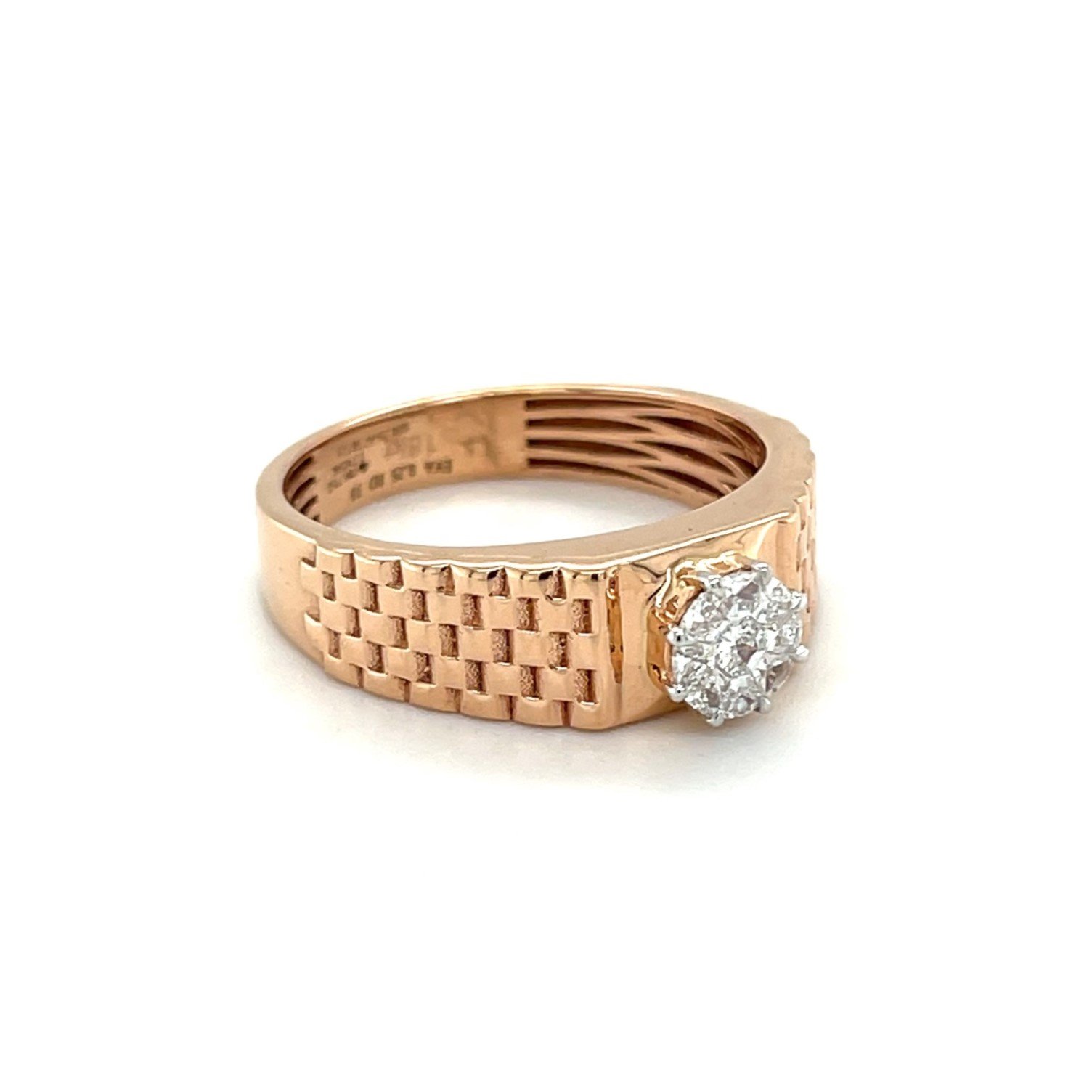 Exquisite 18K Rose Gold Diamond Cluster Ring for Men - VVS EF Clarity