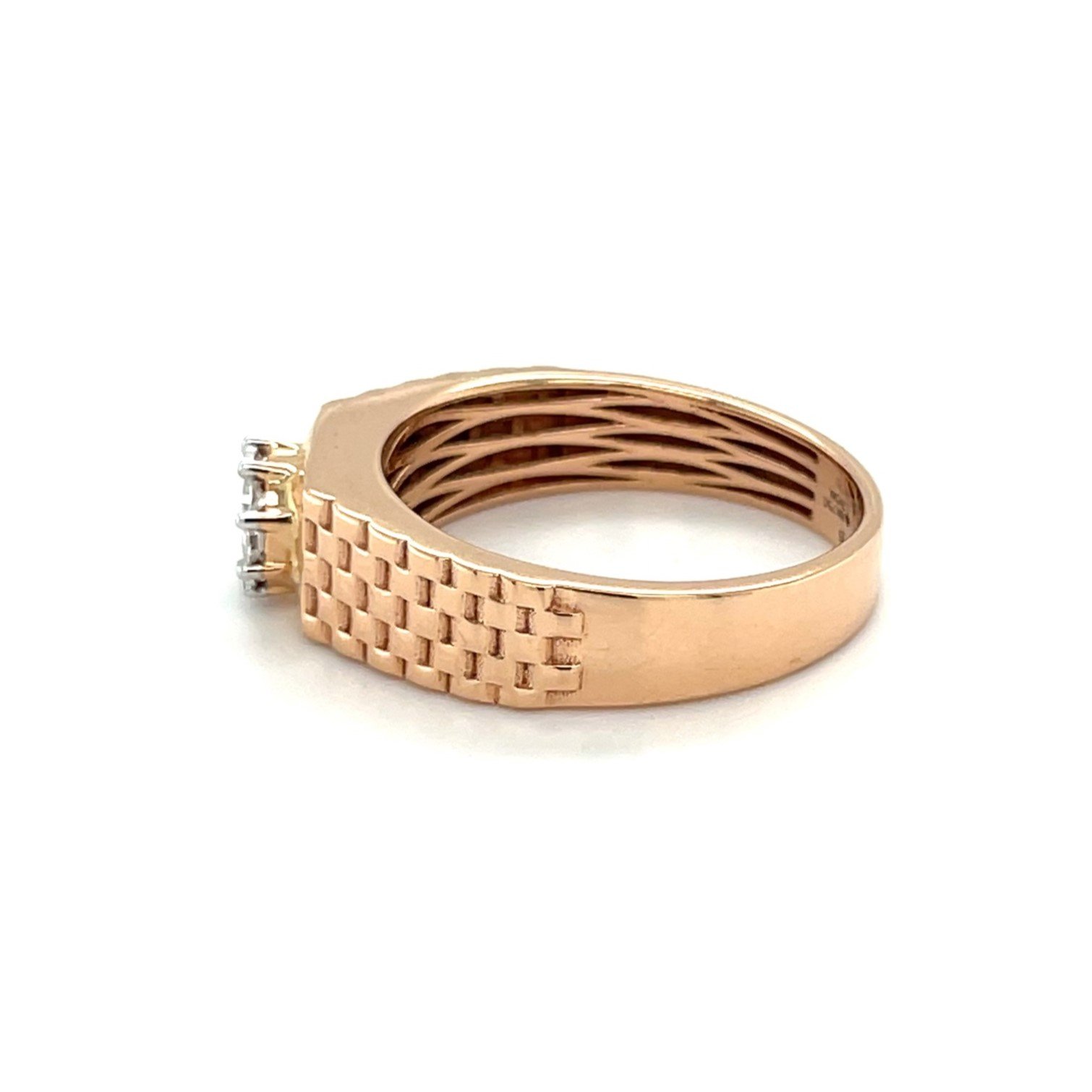Exquisite 18K Rose Gold Diamond Cluster Ring for Men - VVS EF Clarity