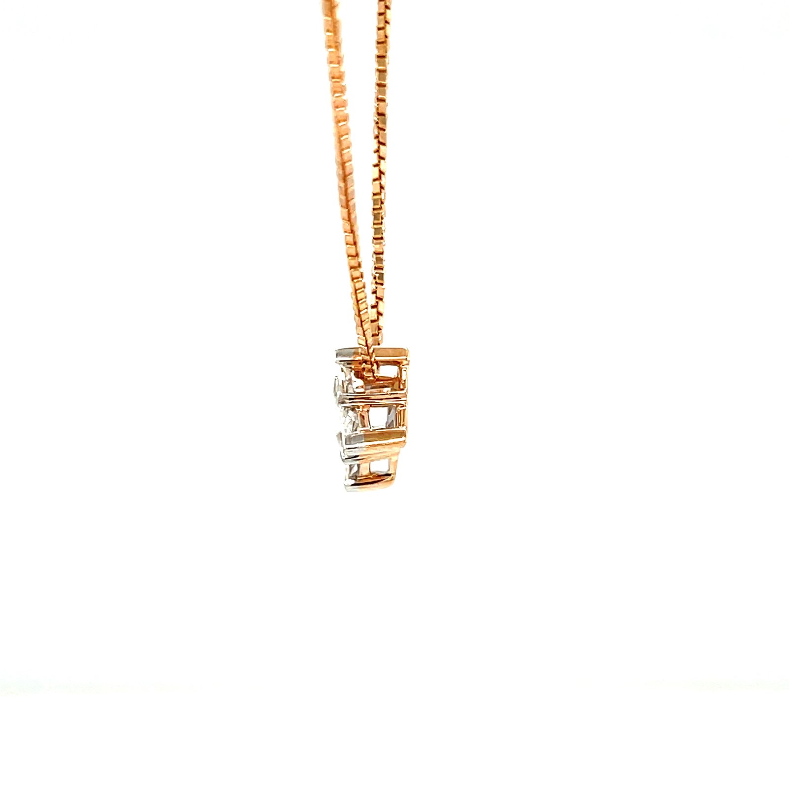 Royale Diamonds – Starlight Quatre Princess-Illusion Natural Diamond Pendant Necklace in 18K Rose Gold (0.45 ct)