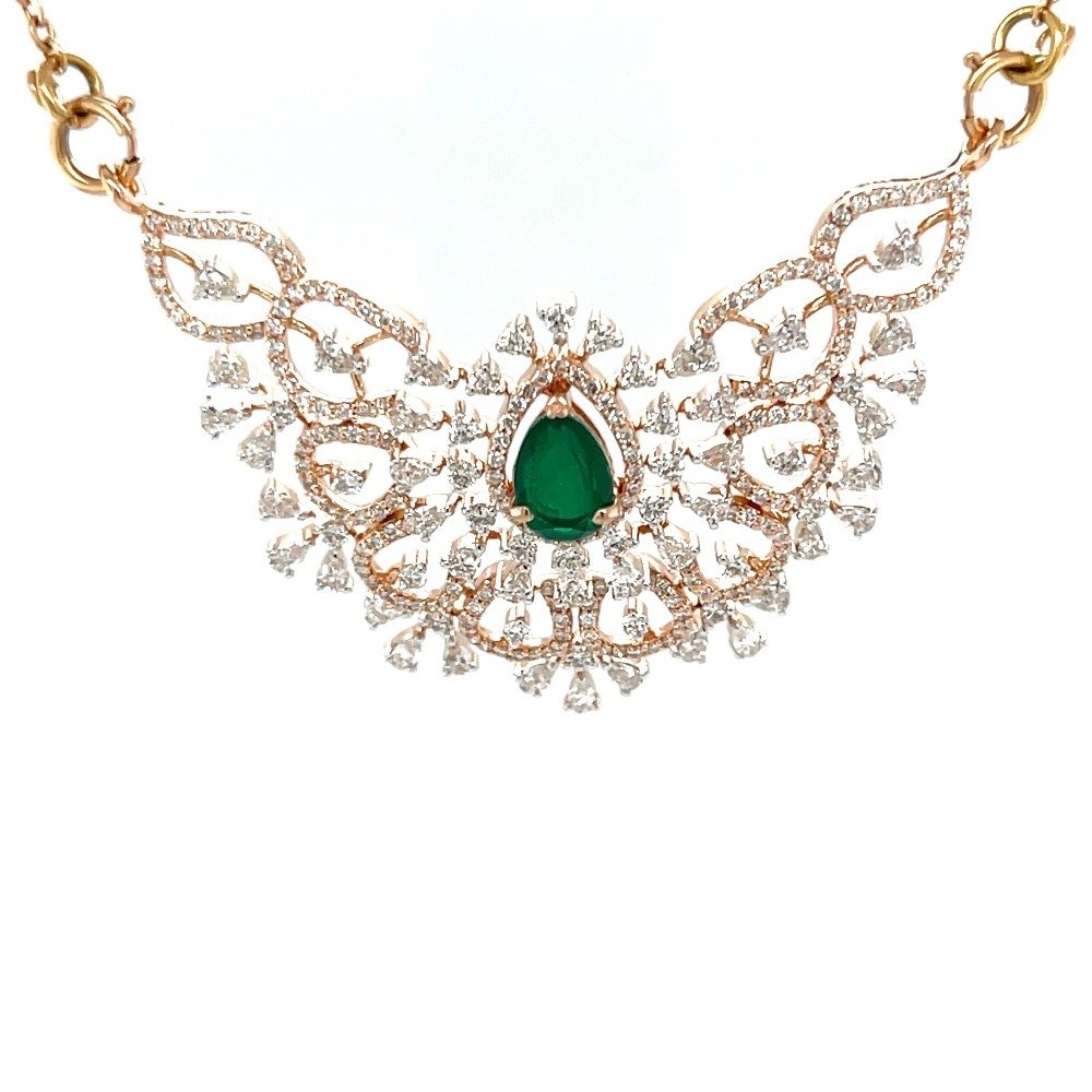 Paarambariyam Diamond Tanmaniya Mangalsutra Pendant with Green Stone