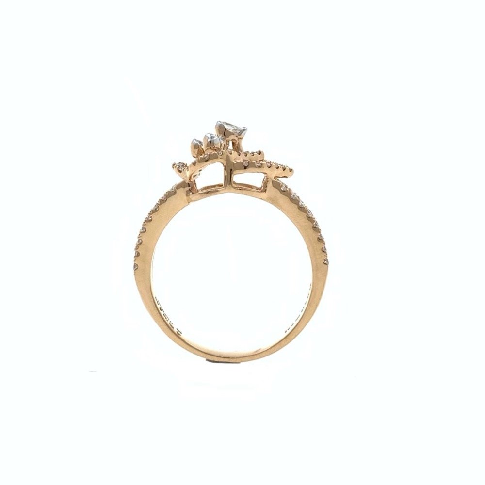 Satis diamond ladies ring with pear & round diamonds having asymmetrical look in 18k rose gold - vvs ef - 51 cents - 3.650 grams - 0lr37