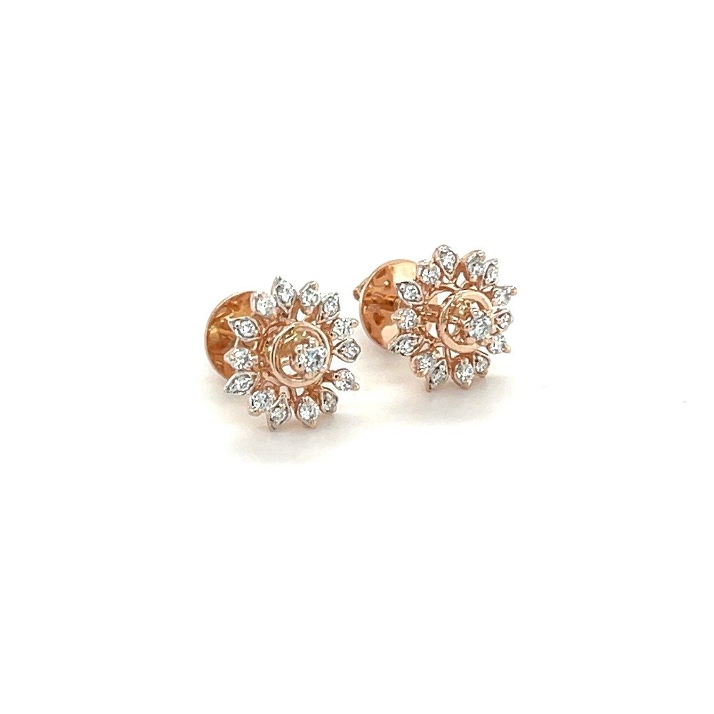 Sparkling Snowflake Diamond Earrings Studs in Rose Gold