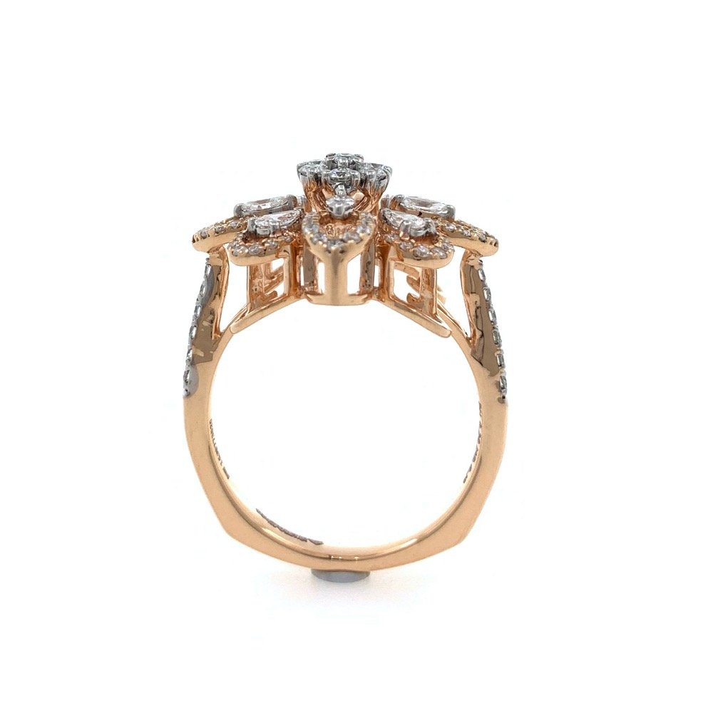 Delicately Designed Flower Ring with Fancy Shaped Design for Party Wear in 18k Rose Gold - 0.83 carats - 6.100 grams - 0LR28