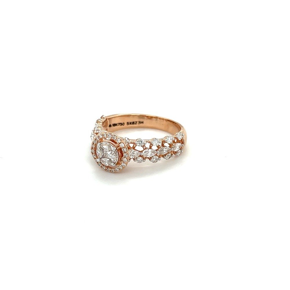Solitaire Look Cluster Setting Diamond Ring with Marquise & Princess