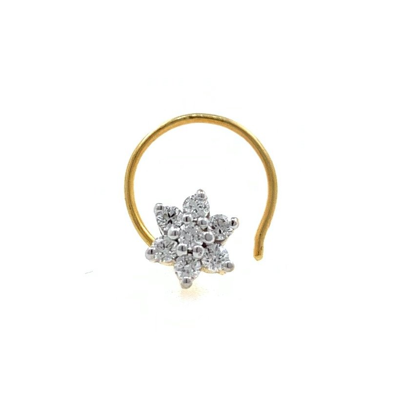 18kt / 750 yellow gold fancy nose pin in diamond 9np133