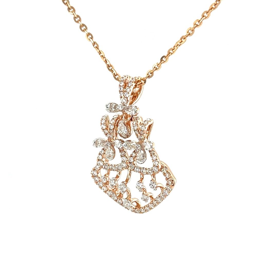 Kite shaped pendant with pear diamonds in 18 karat rose gold