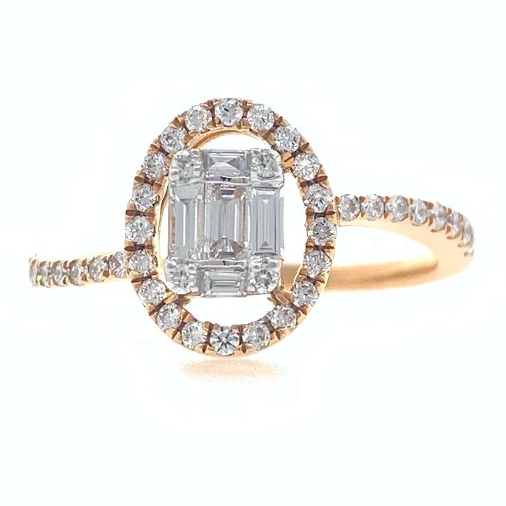 18kt / 750 rose gold solitaire look...