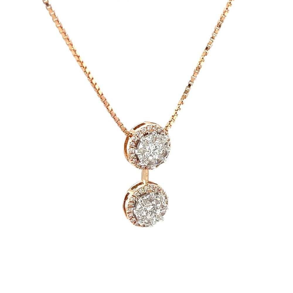 Dual Solitaire Look Eva Cut Diamond Pendant with Chain