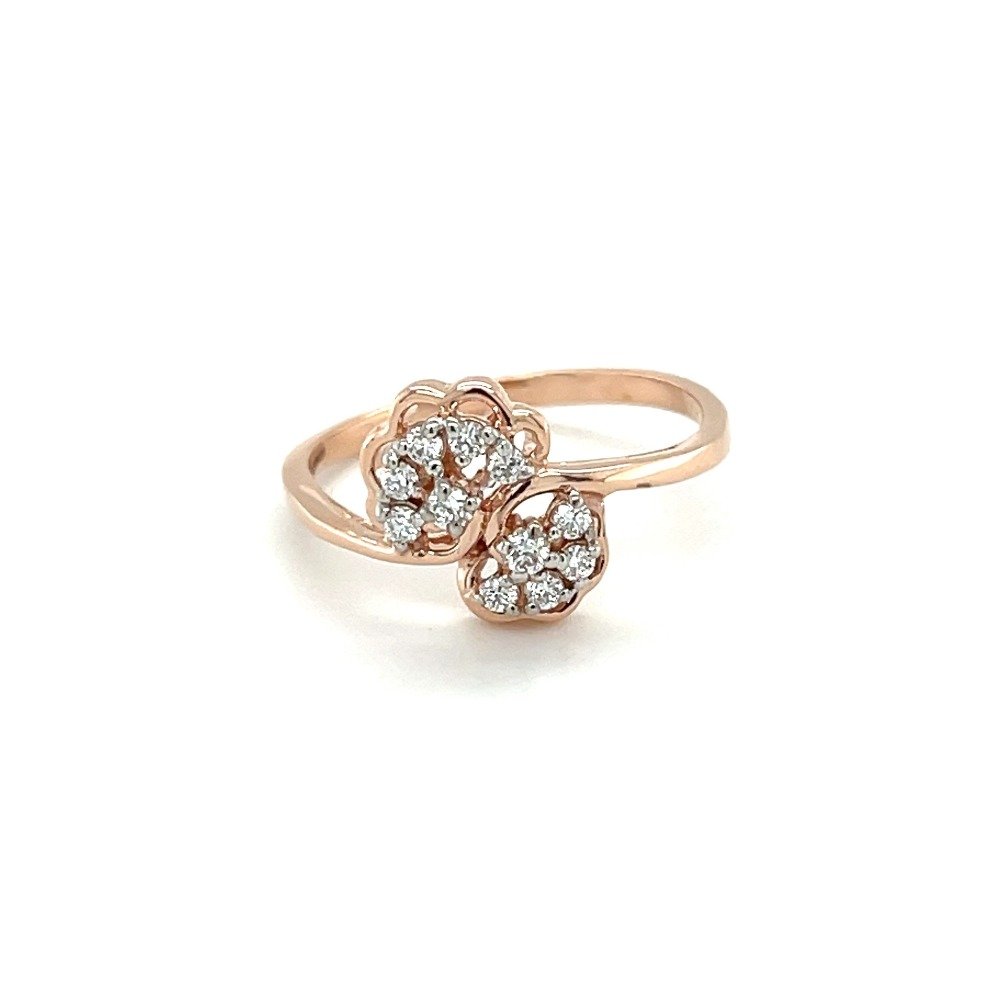 Spiral Rose Gold Ring With Floral D...