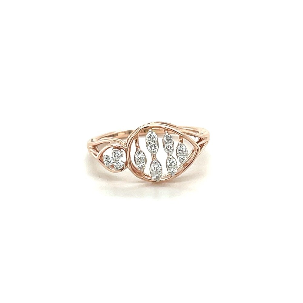Leaf-Shaped Diamond Cluster Ring in...