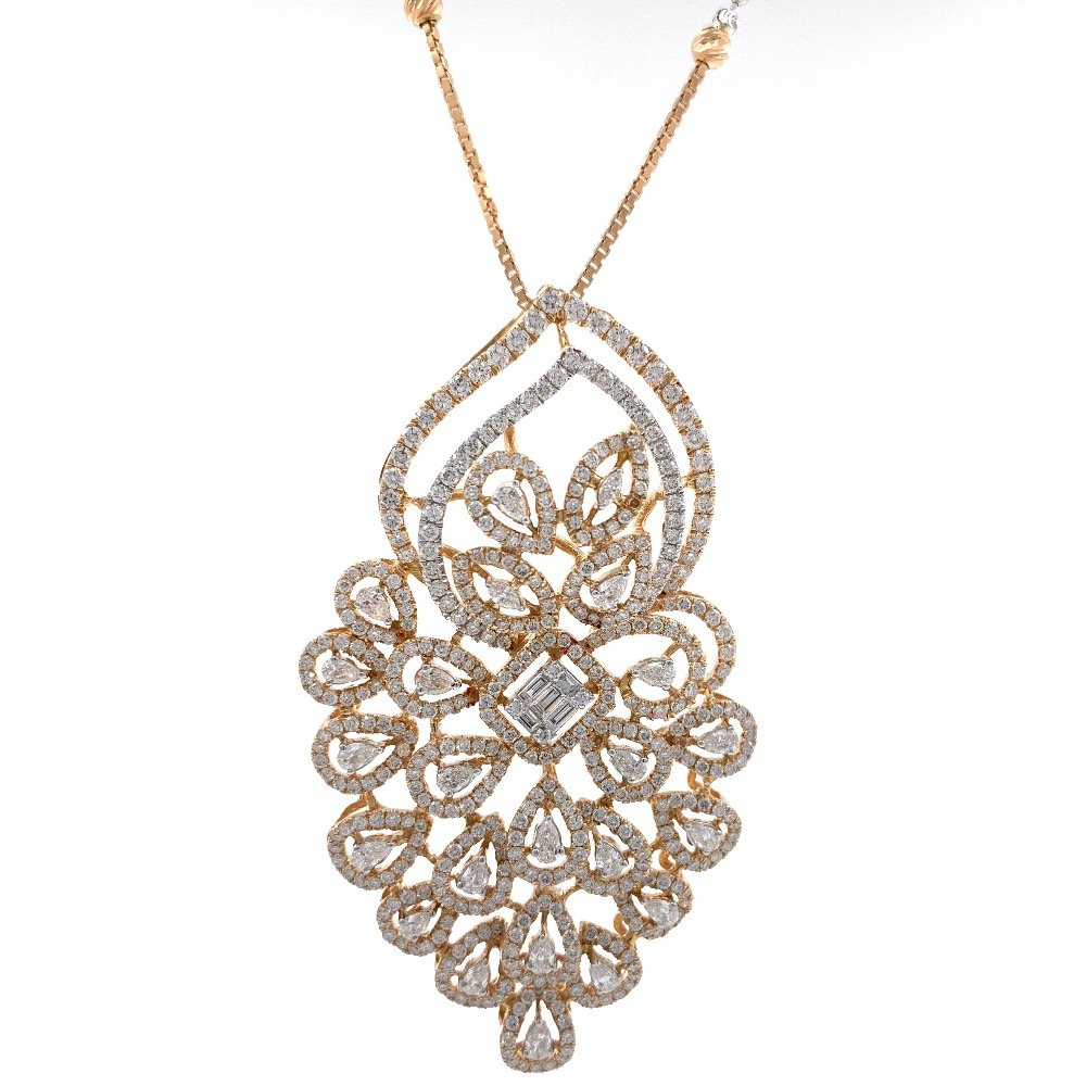 charmante with Fancy Shaped diamond pendant in 18k Rose Gold 9shp41
