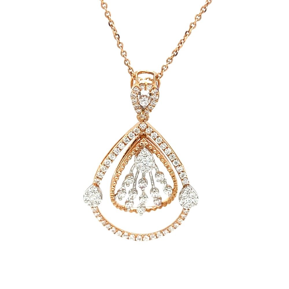 Tear Drop Diamond Pendant in Rose G...