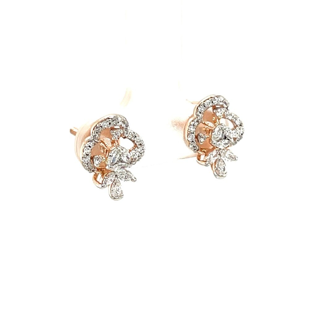 Glittering Diamond Cluster Earrings in Rose Gold