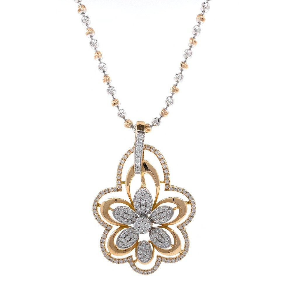 Designer Floral Diamond Pendant in...