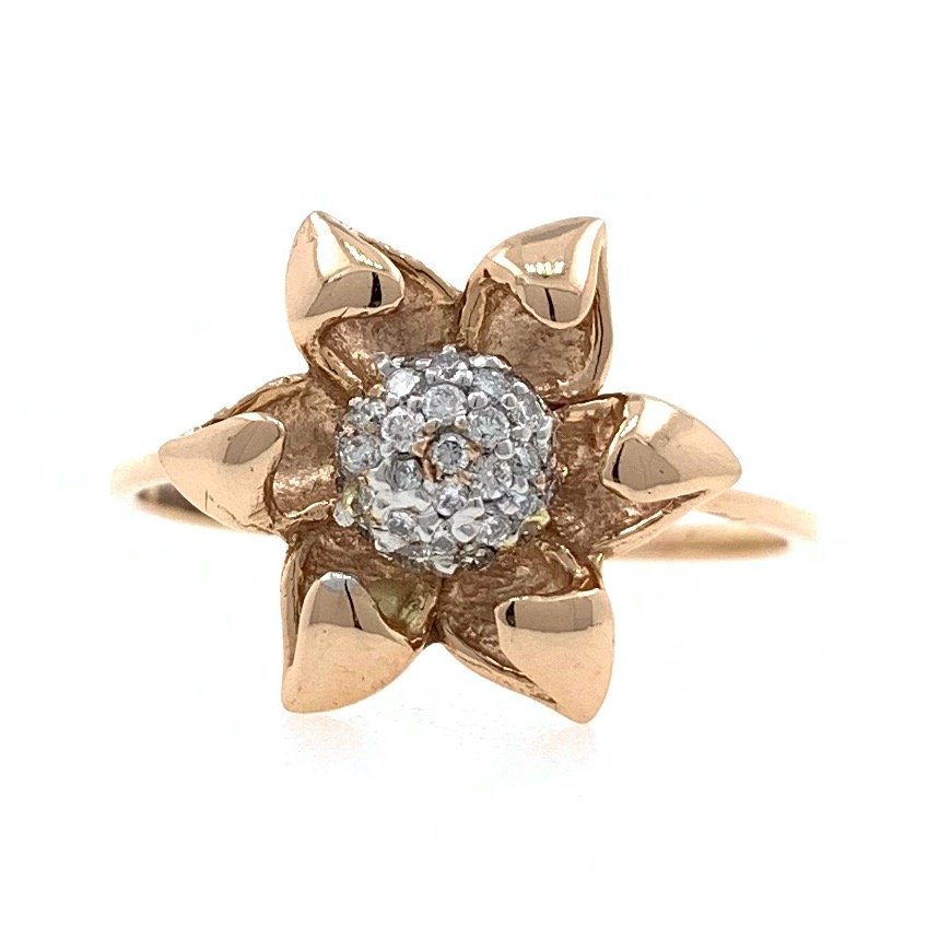 18kt / 750 rose gold sunflower diam...