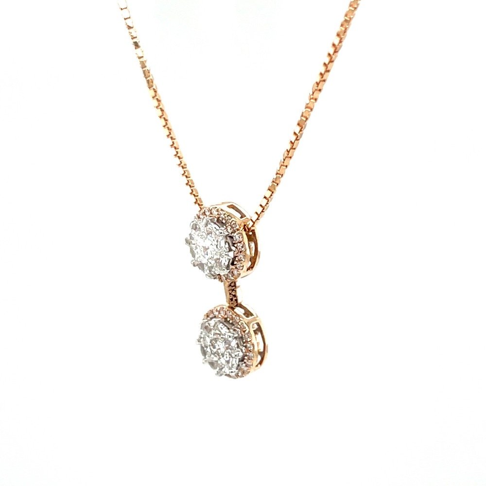 Dual Solitaire Look Eva Cut Diamond Pendant with Chain