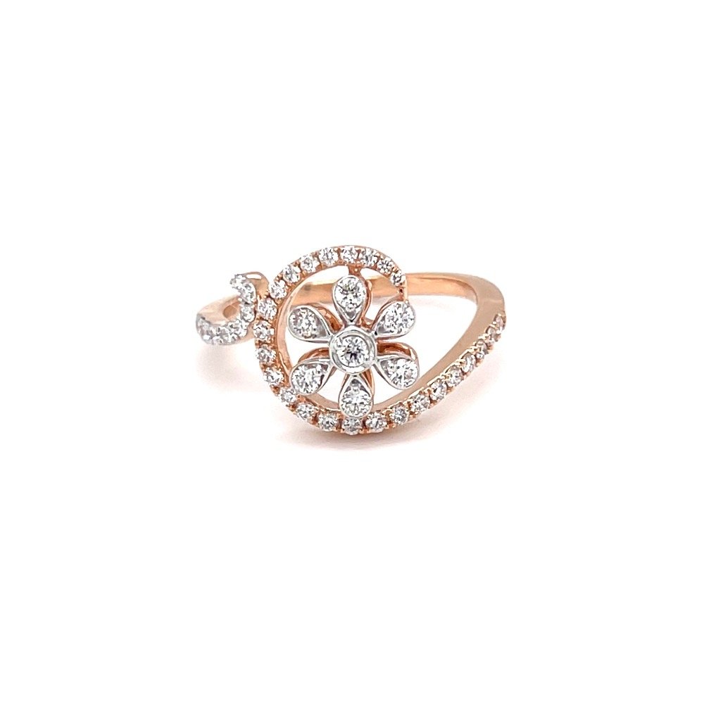 Designer floral diamond ring in pav...