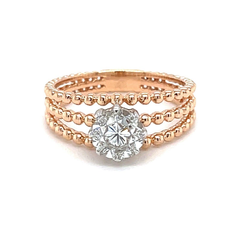 Three Lines Solitaire Effect Ring i...