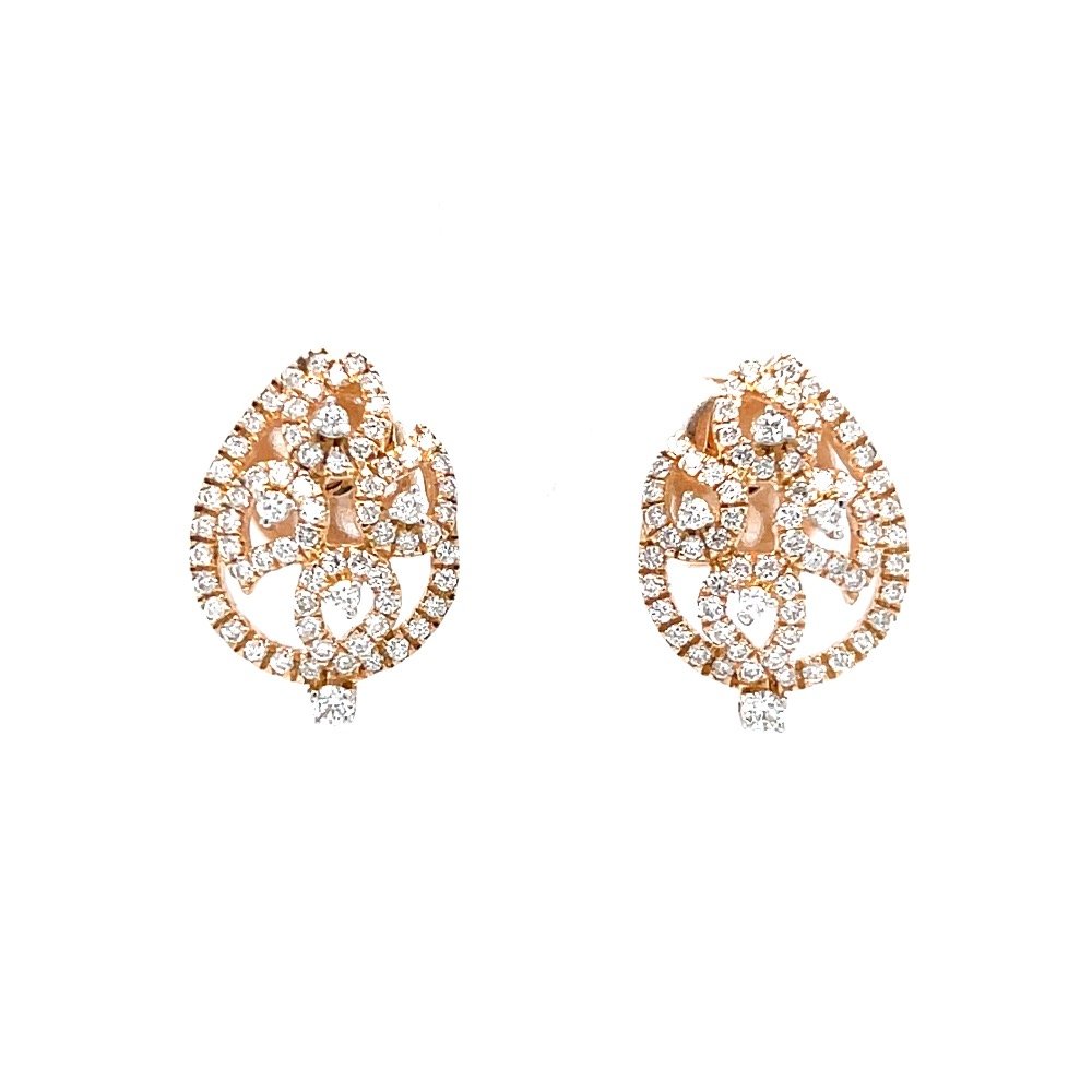 Petal shaped diamond studs in hallm...