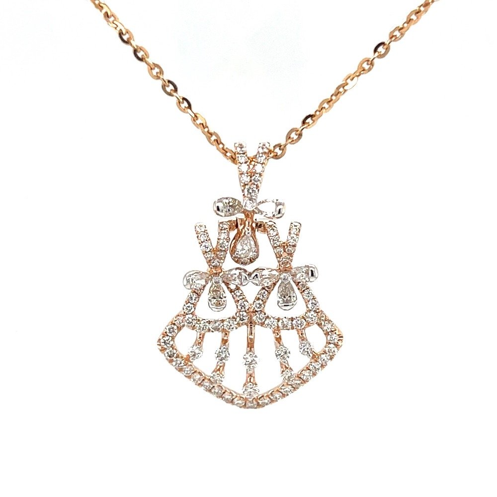 Kite shaped pendant with pear diamonds in 18 karat rose gold