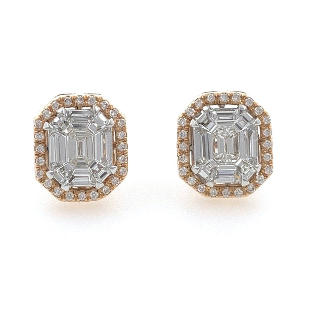 Bonita diamond emerald cut studs 9t...