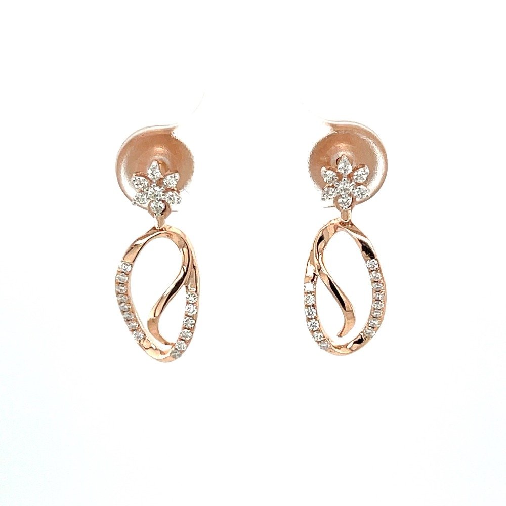 Oval Hanging Floral Diamond Earring...