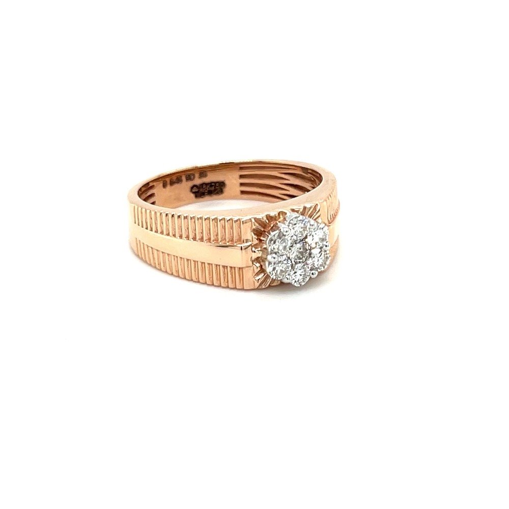 Mens Ring with Solitaire Effect in Diamonds in Rose Gold