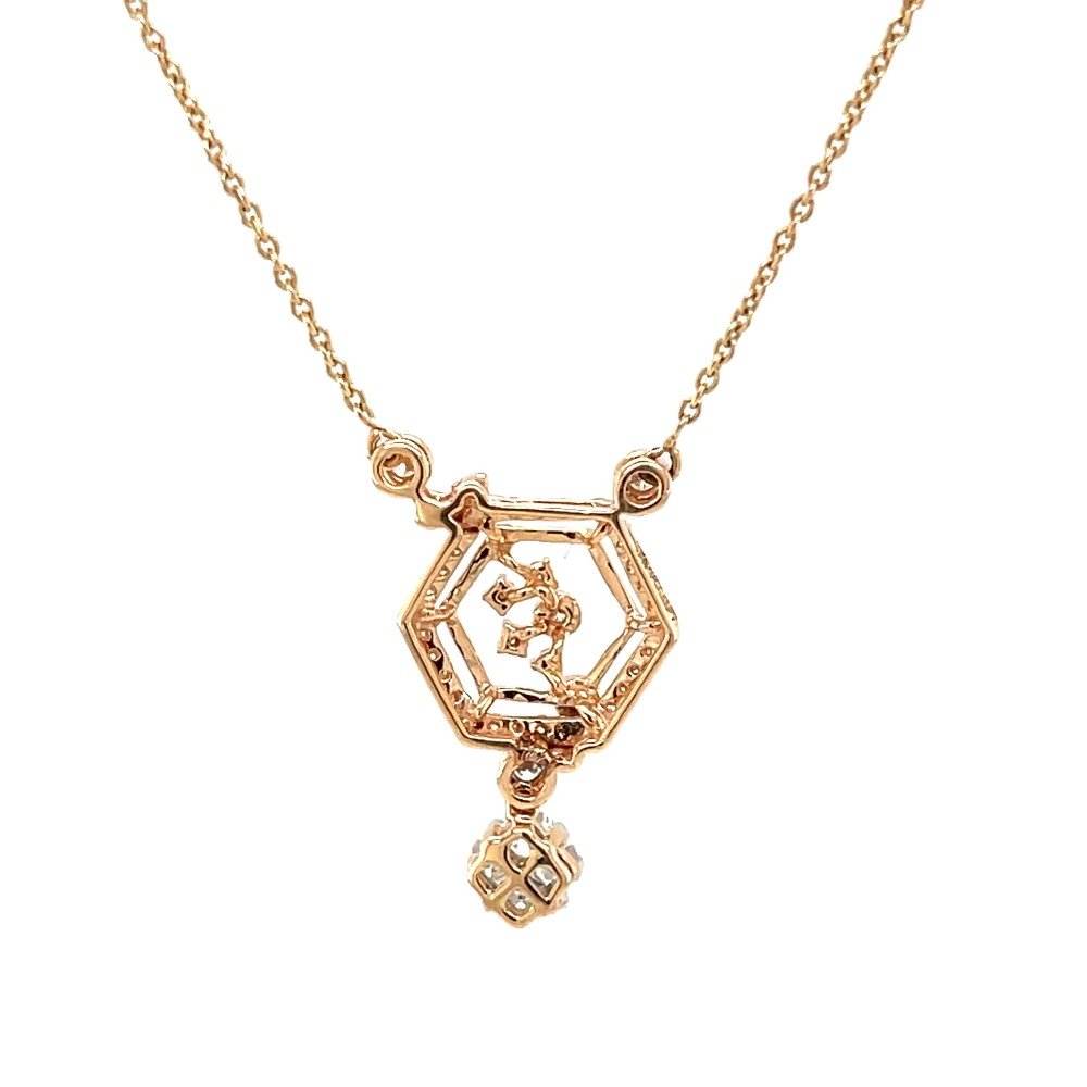 Hexagon Diamond Pendant with Cushion cut Pressure Setting