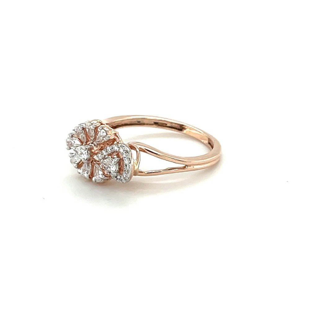 14k Rose Gold Flower Engagement Ring With Pear Shape Diamonds