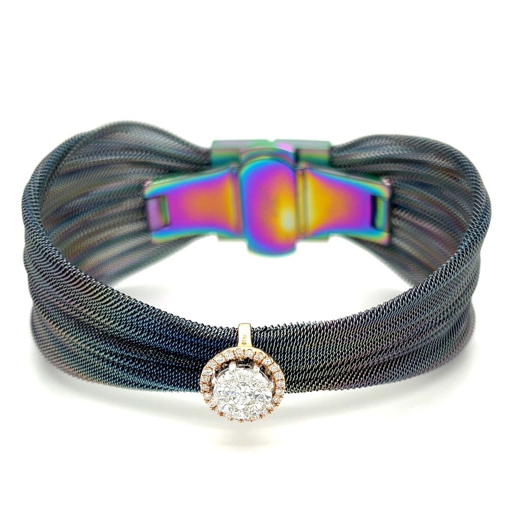 Eva Round Bracelet with Stainless Steel Belt in Rose Gold