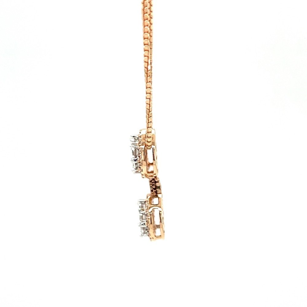 Dual Solitaire Look Eva Cut Diamond Pendant with Chain