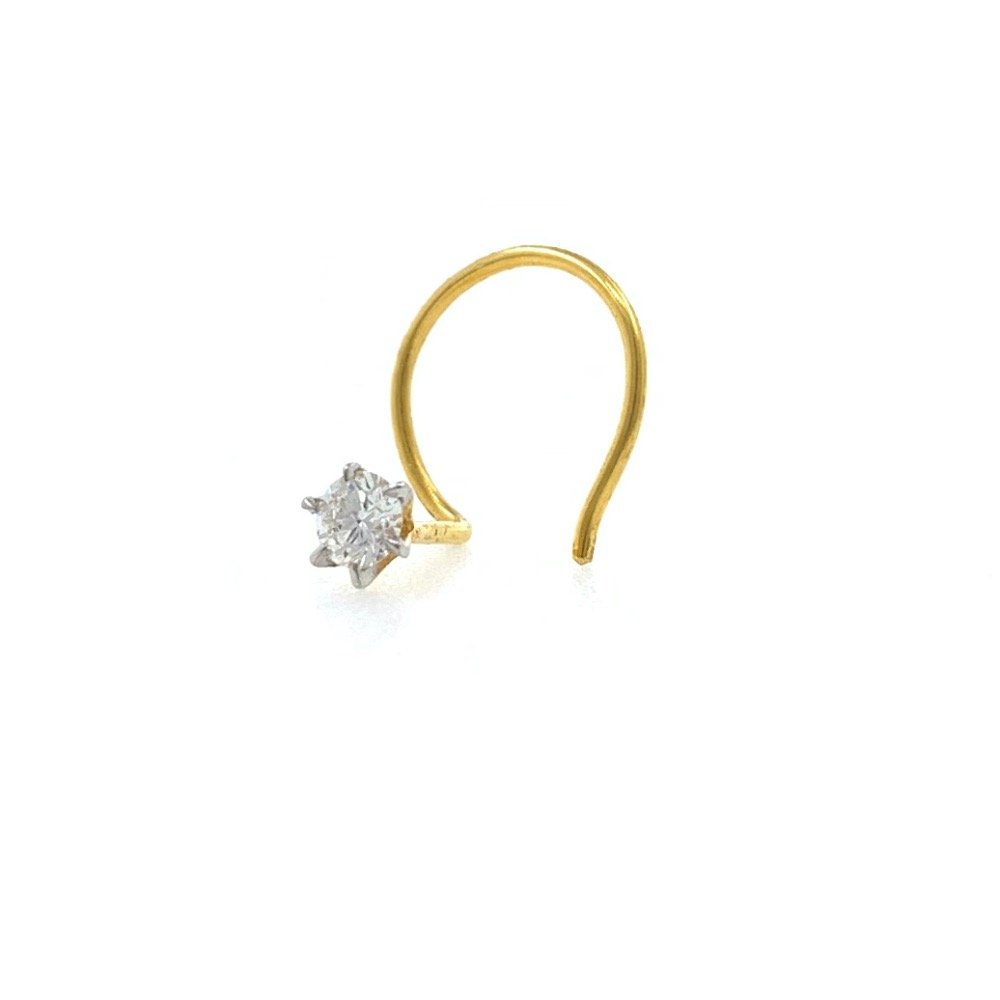 18kt / 750 yellow gold classic single 0.06 cts diamond nose pin 9NP65