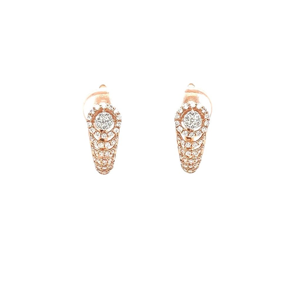 Cone Shaped Diamond Bali Hoop Earri...