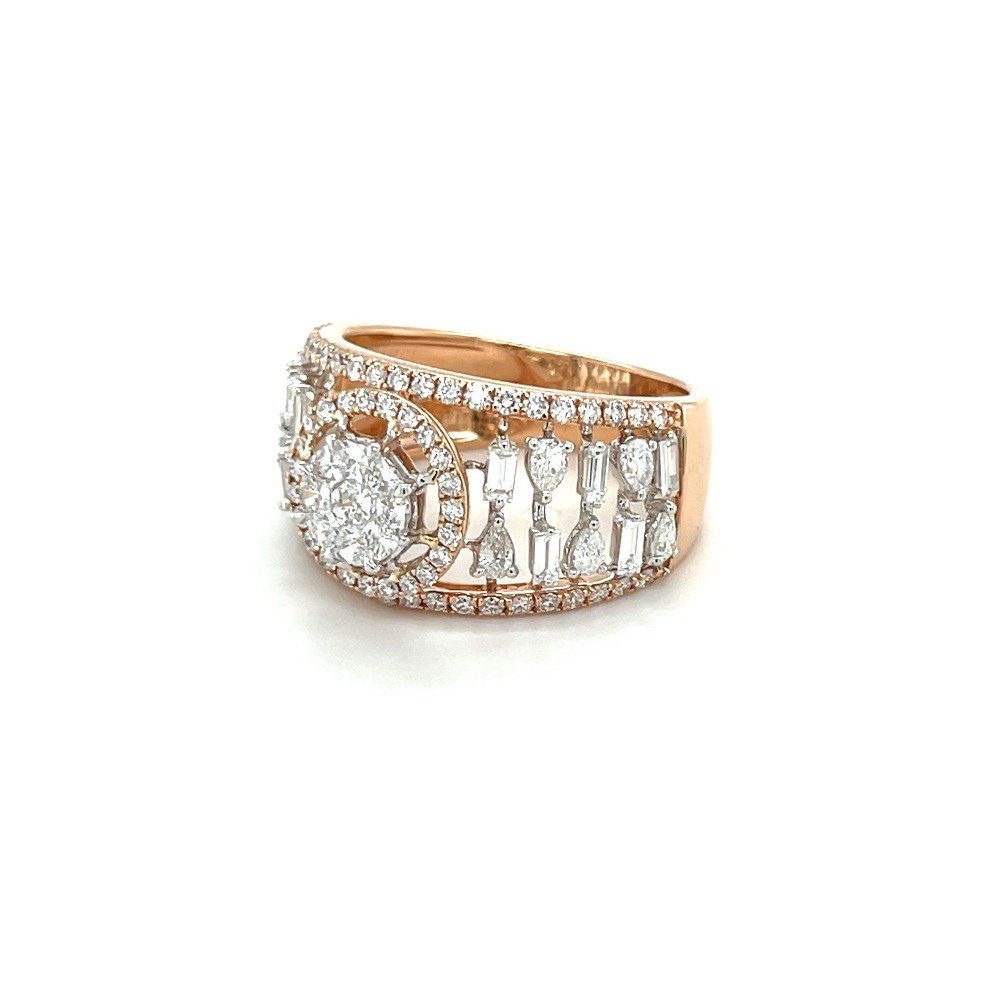 Diamond Wedding Ring with Pear Diamonds and Baguette