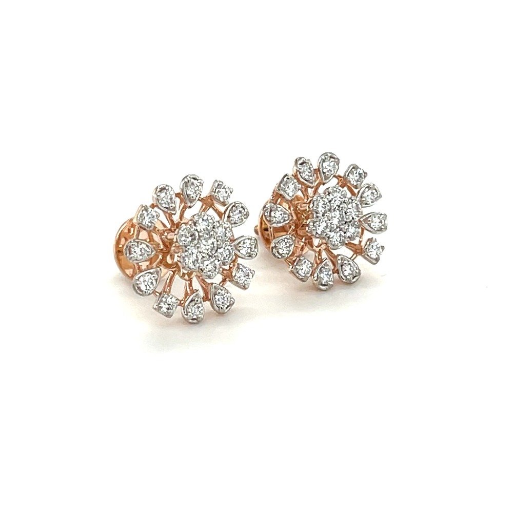 Timeless Snowflake Diamond Stud Earrings in 14k Rose Gold