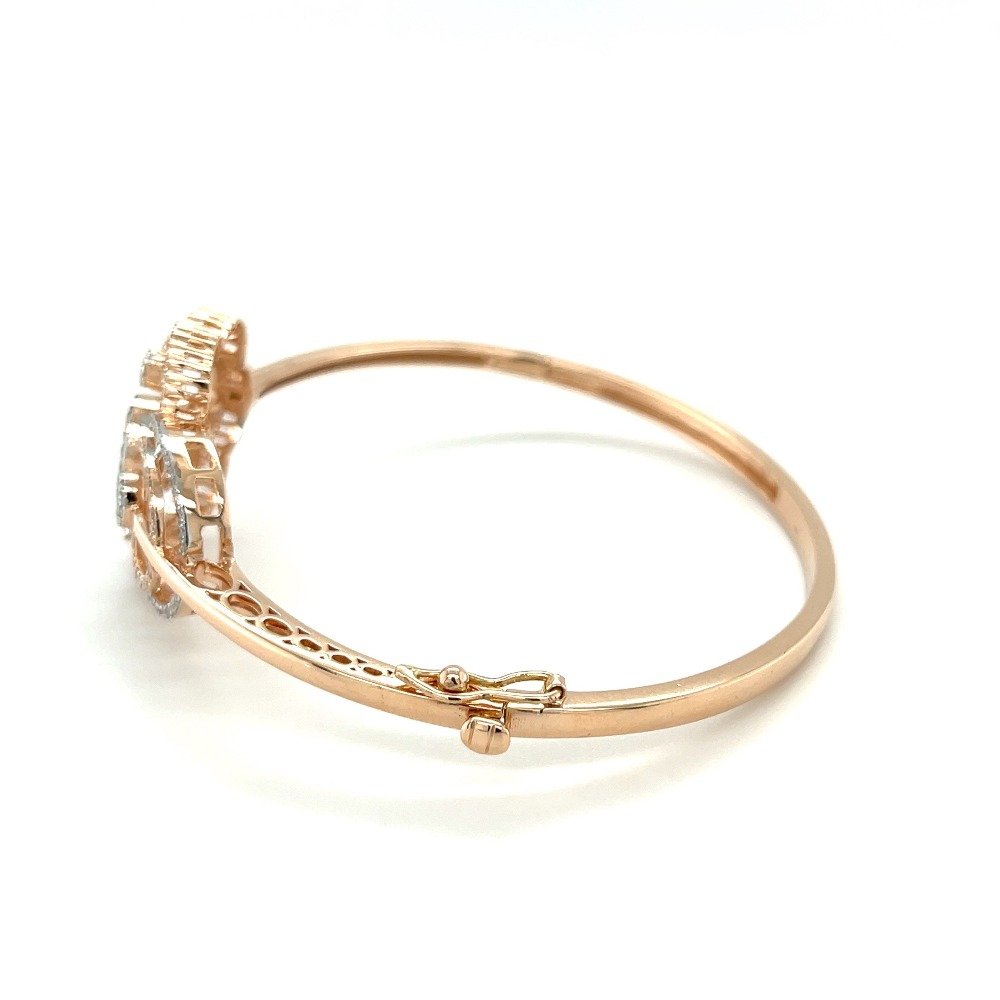 Floral Diamond Bangle Bracelet in 14K Rose Gold by Royale Diamonds