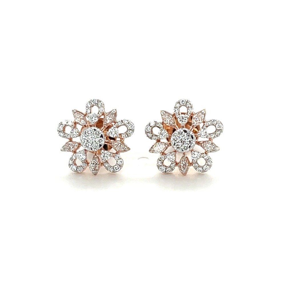 Flower-Shaped Diamond Earrings in 1...