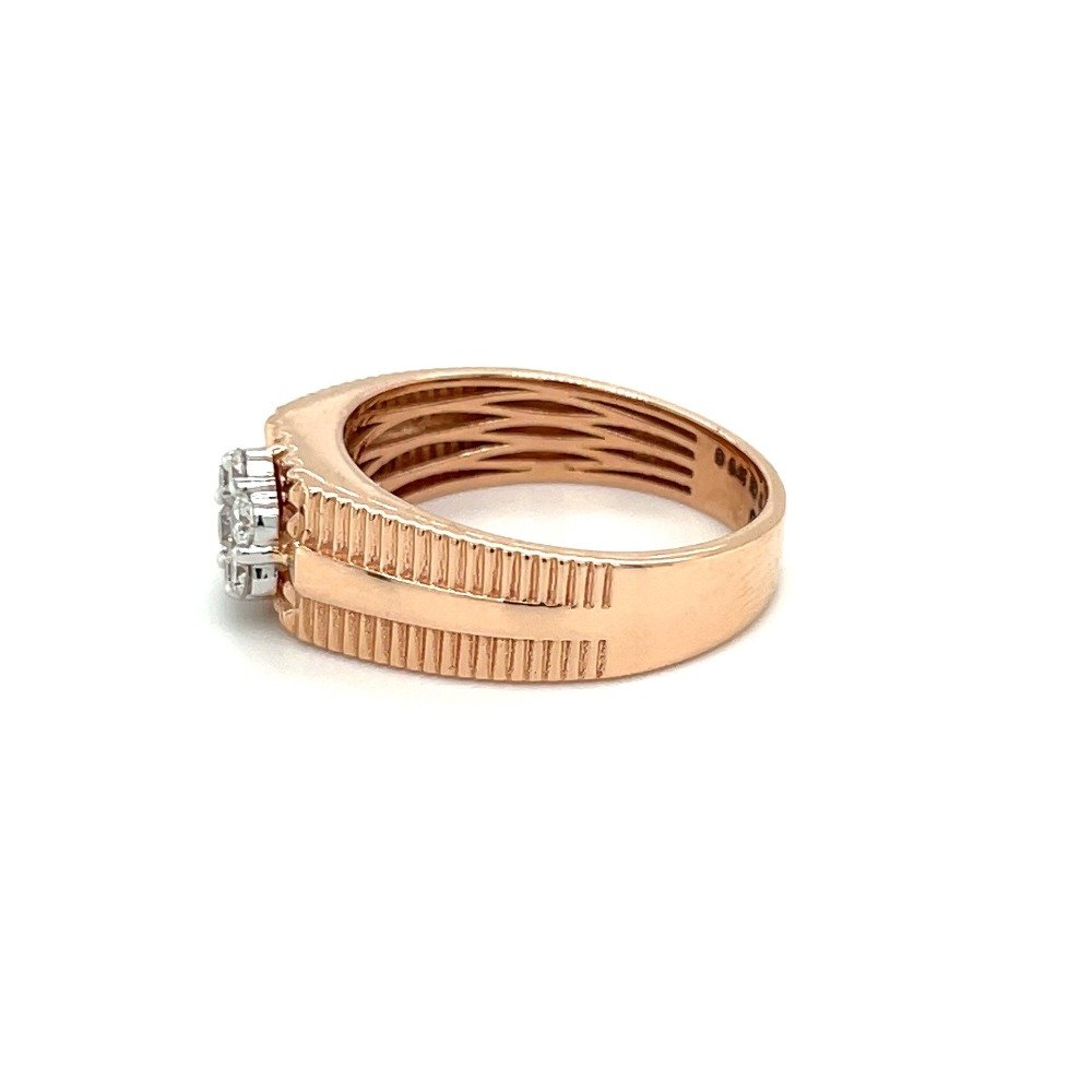 Mens Ring with Solitaire Effect in Diamonds in Rose Gold