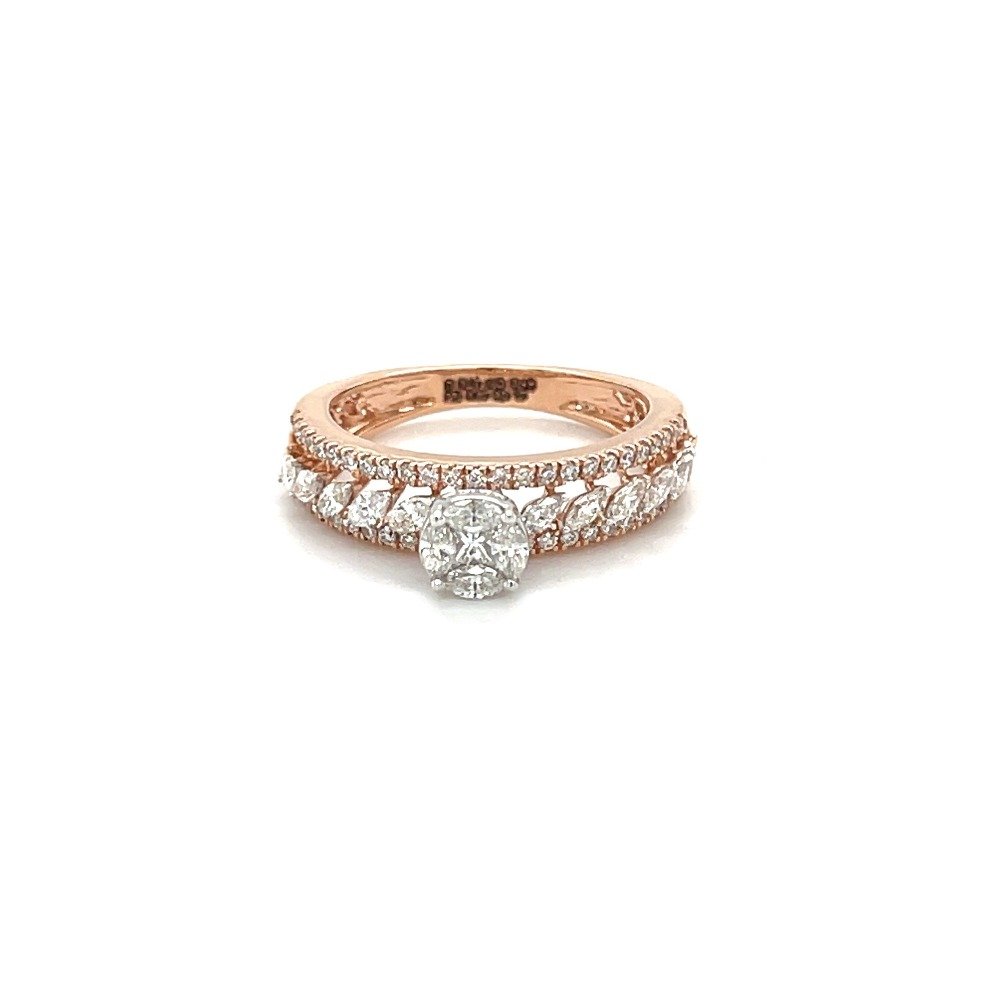 Pressure Setting Solitaire Look Ring Marquise Diamonds in 0.83 ct