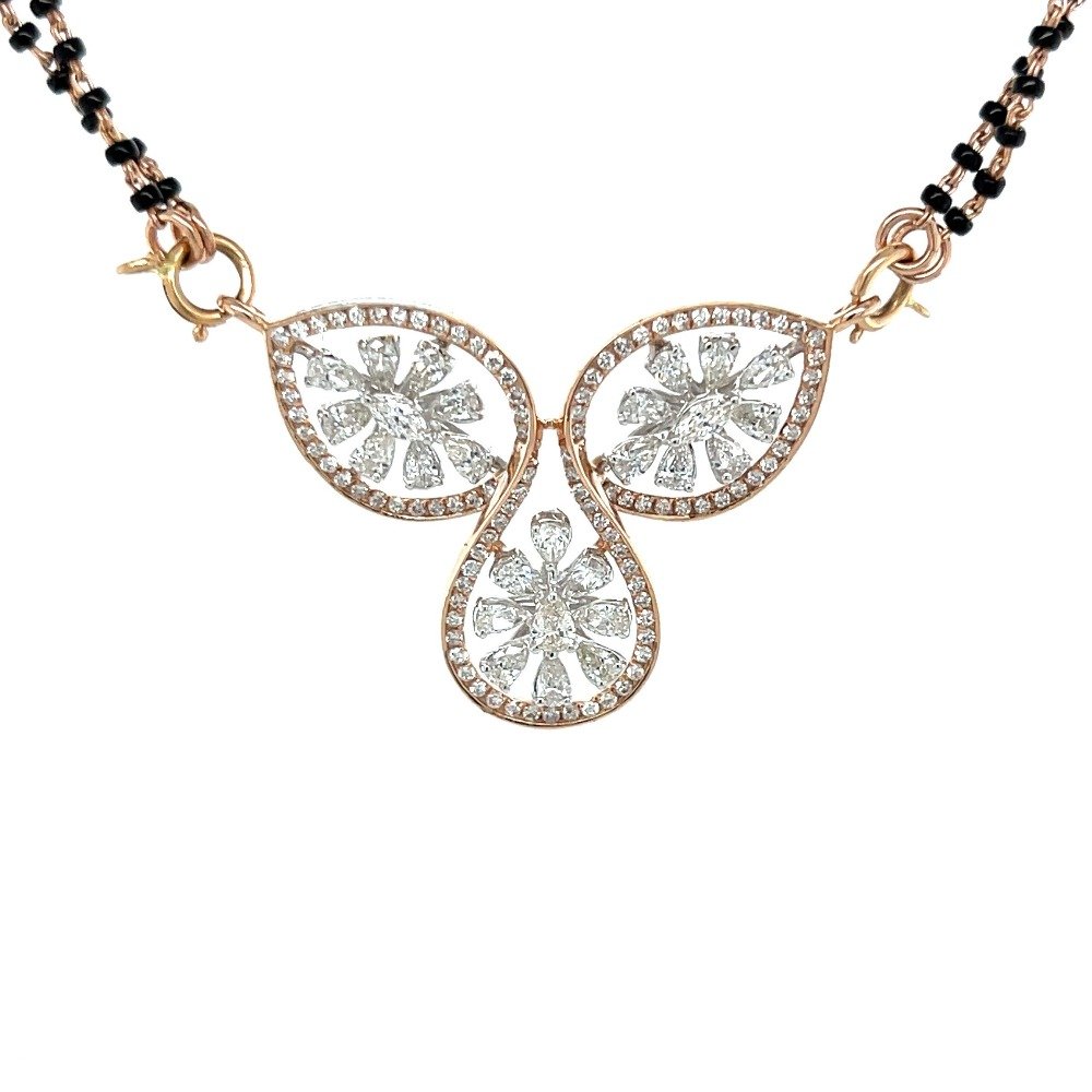 Ayesha Diamond Tanmaniya Mangalsutra Pendant in Pear Cut Diamonds