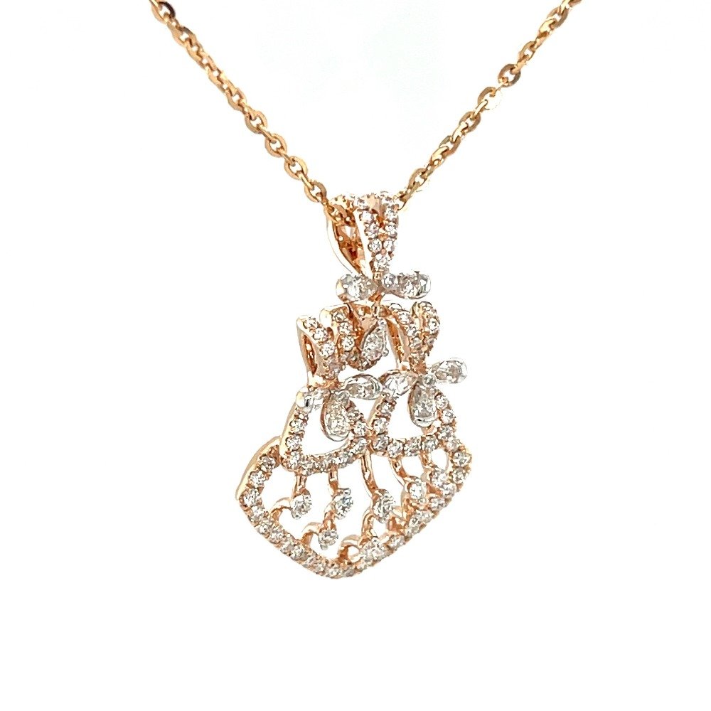 Kite shaped pendant with pear diamonds in 18 karat rose gold