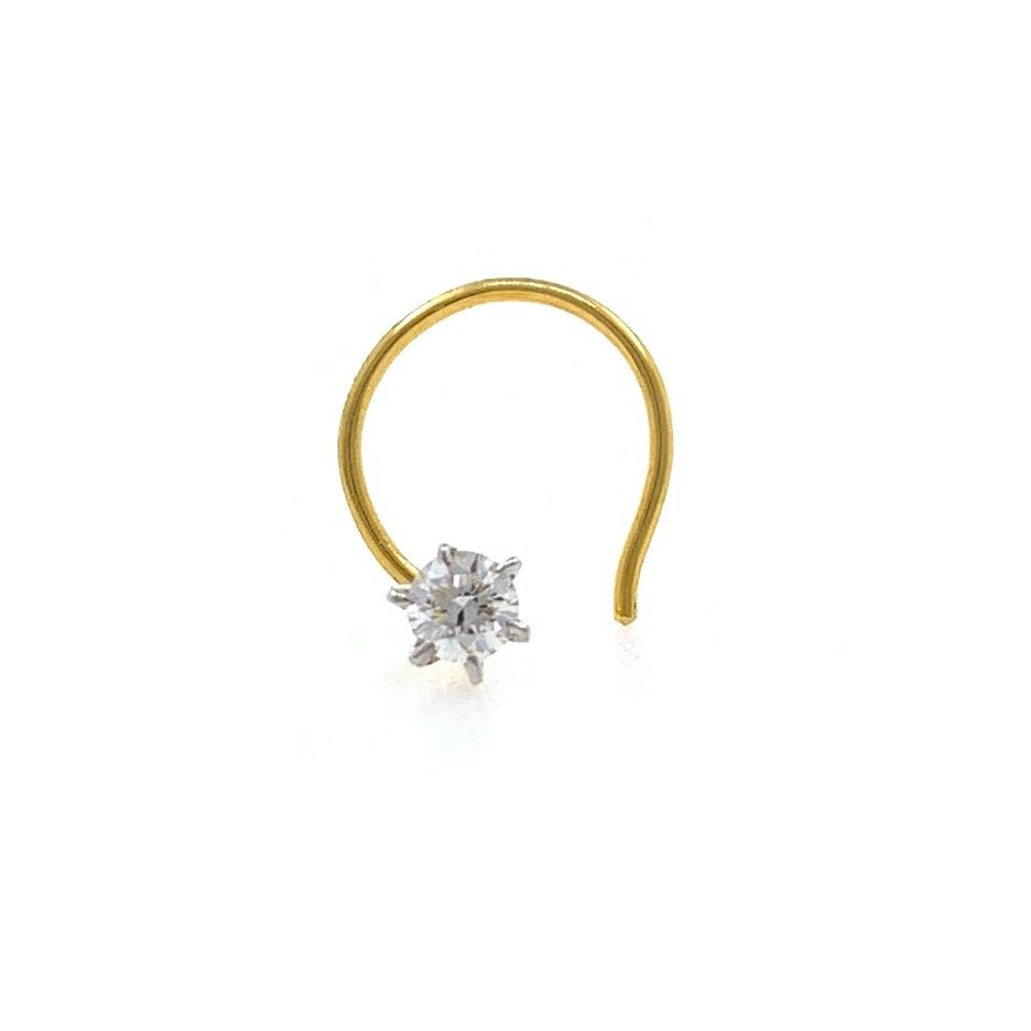 18kt / 750 yellow gold classic single 0.06 cts diamond nose pin 9NP65