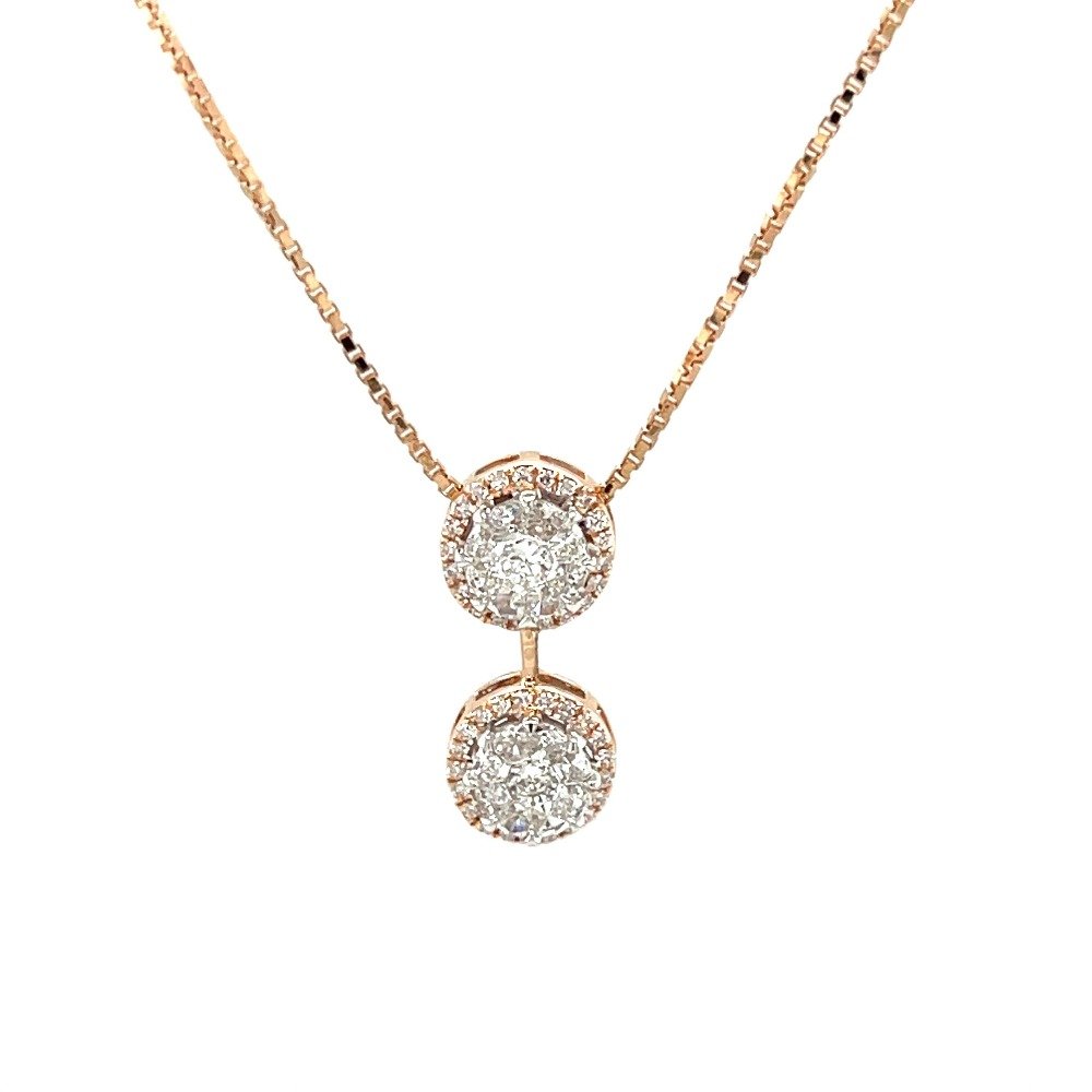 Dual Solitaire Look Eva Cut Diamond Pendant with Chain