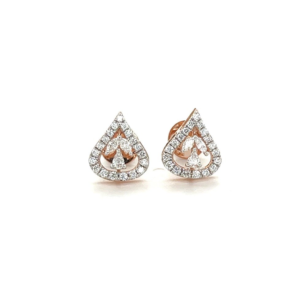 14k Rose Gold Teardrop Diamond Earr...