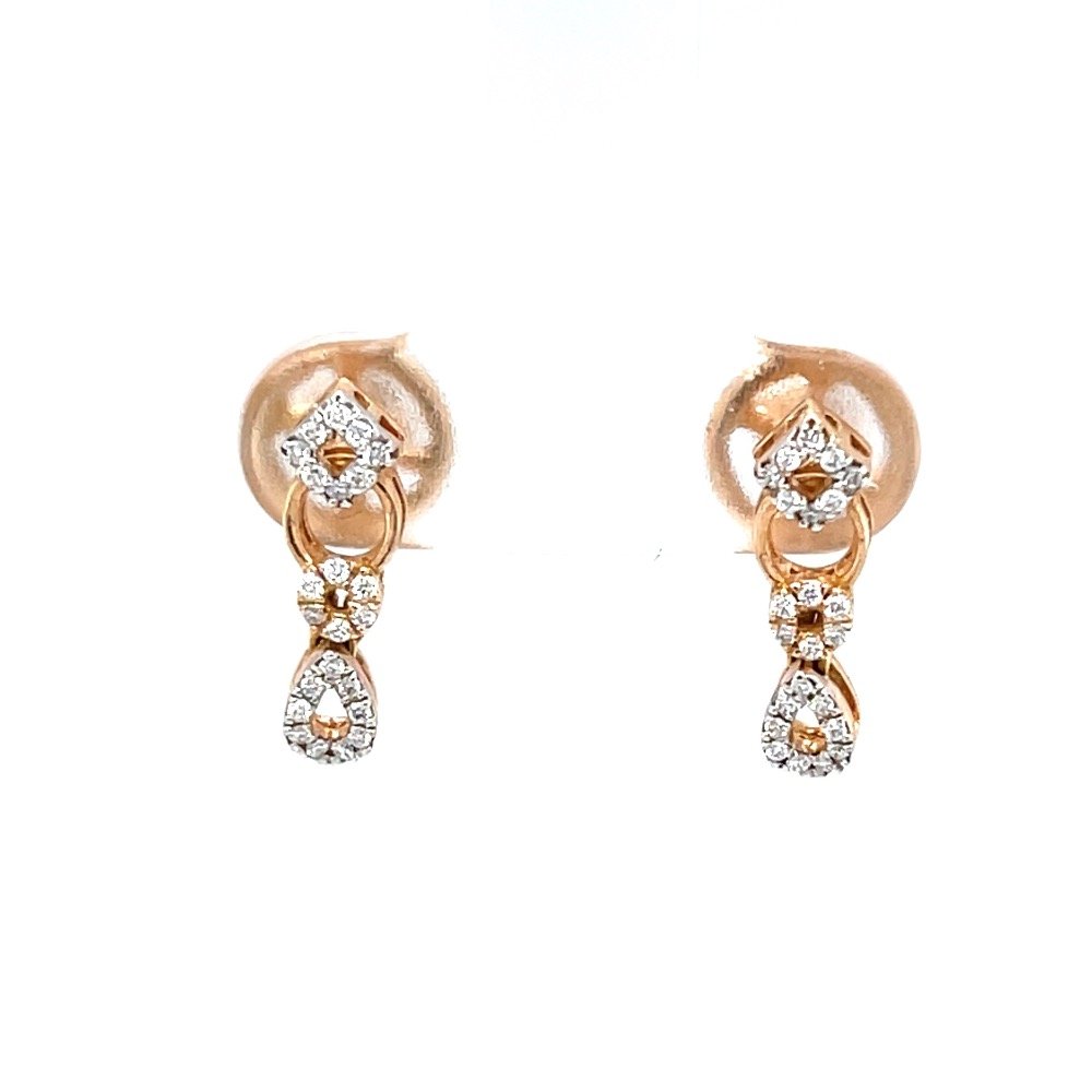 Delicate geometrical design diamond earrings in 18k rose gold 9top99