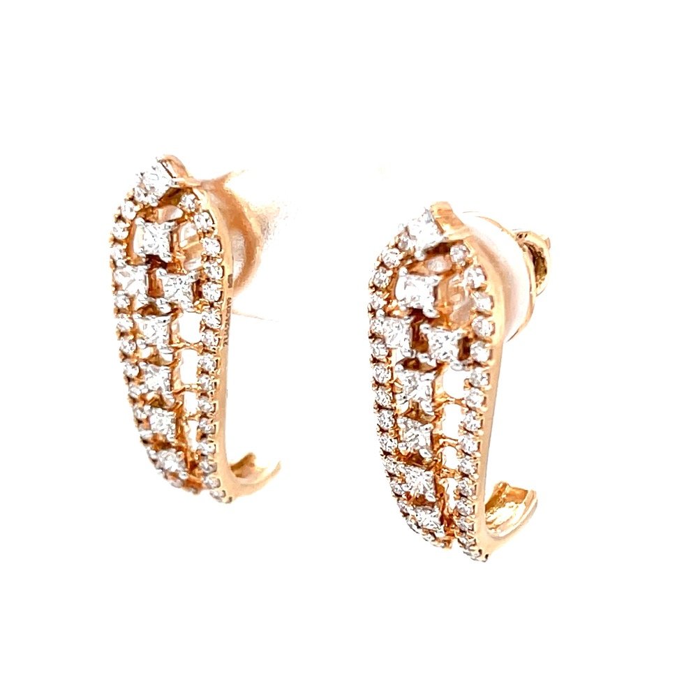 Diamond ear loops with round & princess cut diamonds 9top25