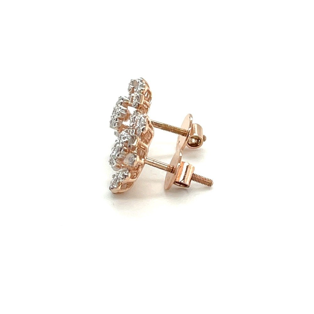 Timeless Snowflake Diamond Stud Earrings in 14k Rose Gold